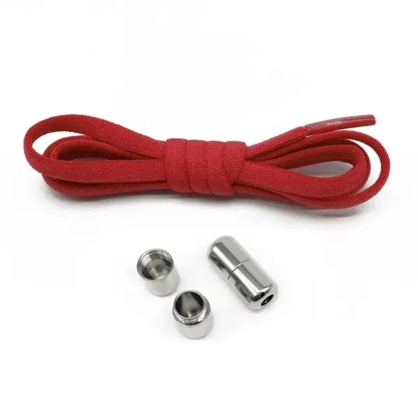 1 Pair No Tie Shoelaces Round Elastic Shoe Laces Red