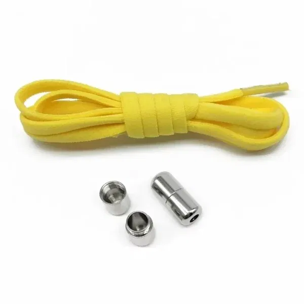 1 Pair No Tie Shoelaces Round Elastic Shoe Laces Yellow