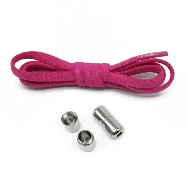 1 Pair No Tie Shoelaces Round Elastic Shoe Laces Hot Pink