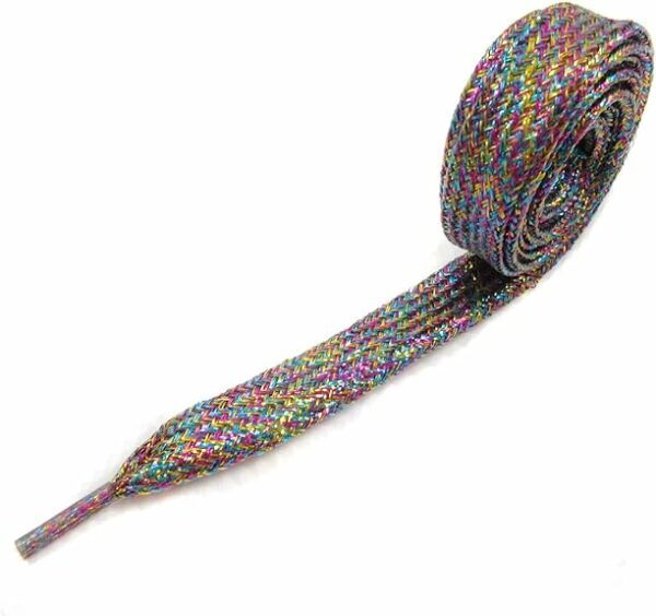 Shiny Lurex Multicoloured Flat Shoelaces 100cm