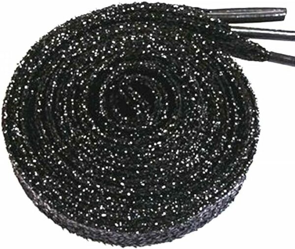 Shiny Lurex Shoelaces - Flat Black 100cm