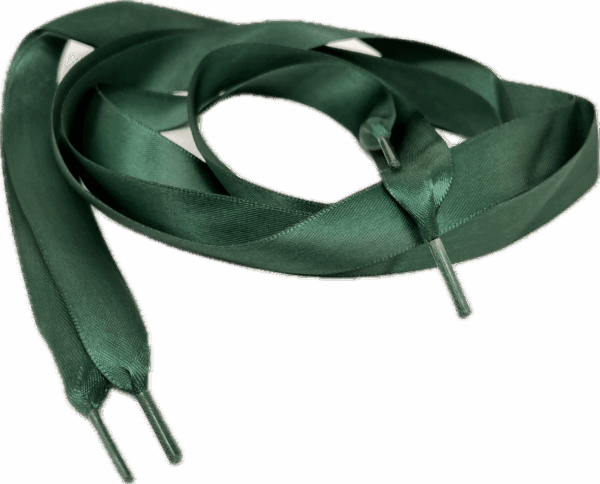 Flat Green Satin Ribbon Shoelaces - 20mm wide